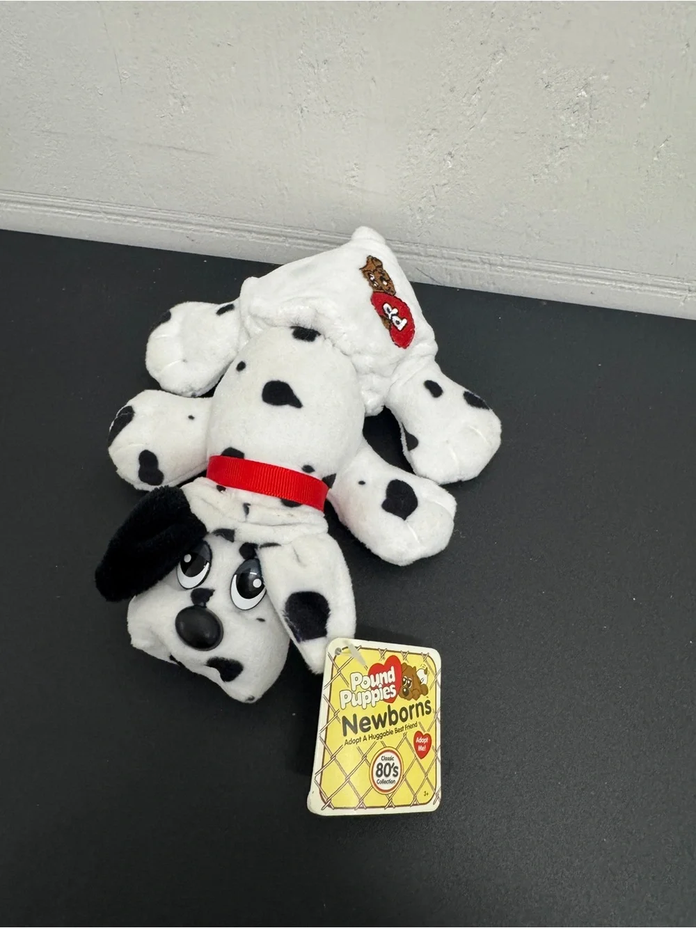 Dalmatian Spot Plush Dog Toy with Red Collar